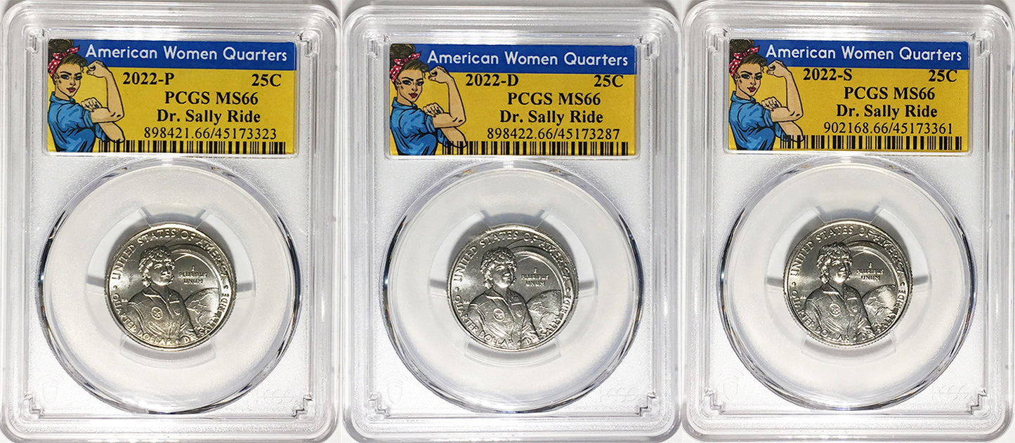 2022 PCGS Certified American Women Quarter Dr. Sally Ride Rosie Label