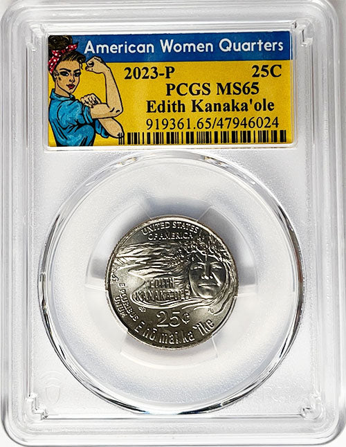 2023 PCGS Certified American Women Quarter Edith Kanakaole Rosie Label
