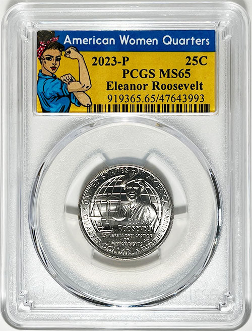 2023 PCGS Certified American Women Quarter Eleanor Roosevelt Rosie Label