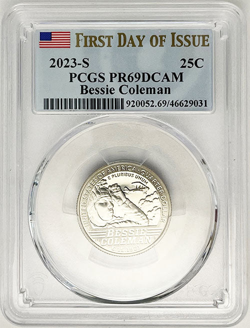 2023 PCGS Certified American Women Quarter Bessie Coleman First Day of Issue Label