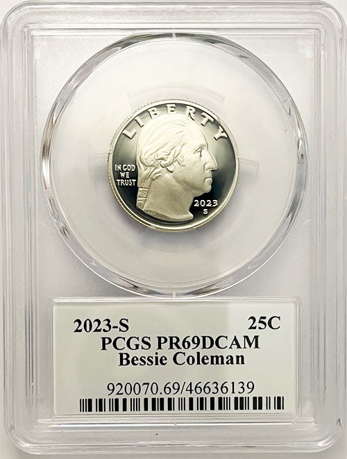 2023 PCGS Certified American Women Quarter Bessie Coleman with Stephanie Sabin Label