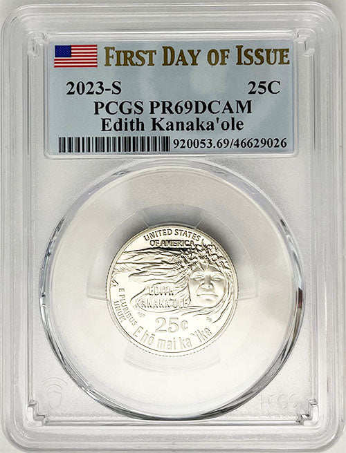 2023 PCGS Certified American Women Quarter Edith Kanakaole First Day of Issue Label