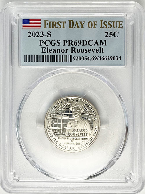 2023 PCGS Certified American Women Quarter Eleanor Roosevelt First Day of Issue Label