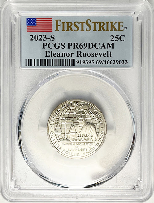 2023 PCGS Certified American Women Quarter Eleanor Roosevelt First Strike Label