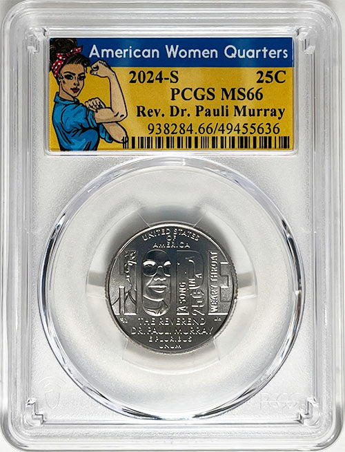 2024 PCGS Certified American Women Quarter Rev. Dr. Pauli Murray Rosie Label
