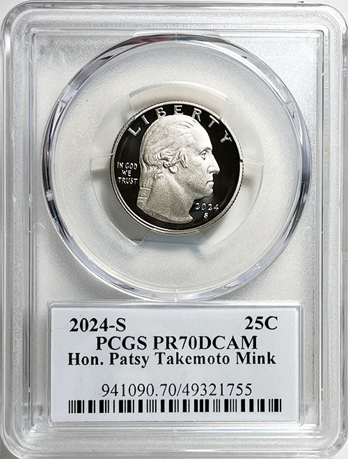 2024 PCGS Certified American Women Quarter Hon. Patsy Takemoto Mink with Stephanie Sabin Label