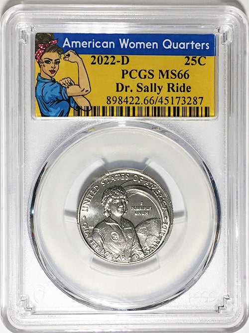2022 PCGS Certified American Women Quarter Dr. Sally Ride Rosie Label