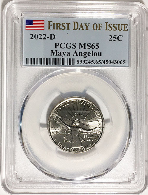 2022 PCGS Certified American Women Quarter Maya Angelou First Day of Issue Label