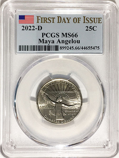 2022 PCGS Certified American Women Quarter Maya Angelou First Day of Issue Label