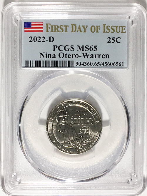 2022 PCGS Certified American Women Quarters Nina Otero-Warren First Day of Issue Label