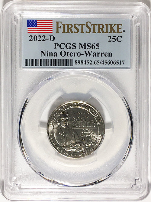 2022 PCGS Certified American Women Quarters Nina Otero-Warren First Strike Label