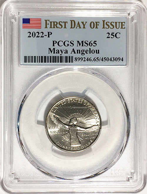 2022 PCGS Certified American Women Quarter Maya Angelou First Day of Issue Label