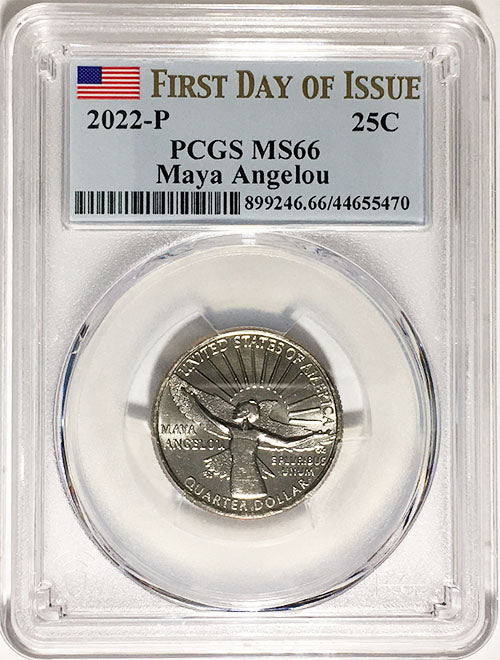 2022 PCGS Certified American Women Quarter Maya Angelou First Day of Issue Label