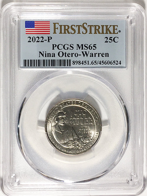 2022 PCGS Certified American Women Quarters Nina Otero-Warren First Strike Label