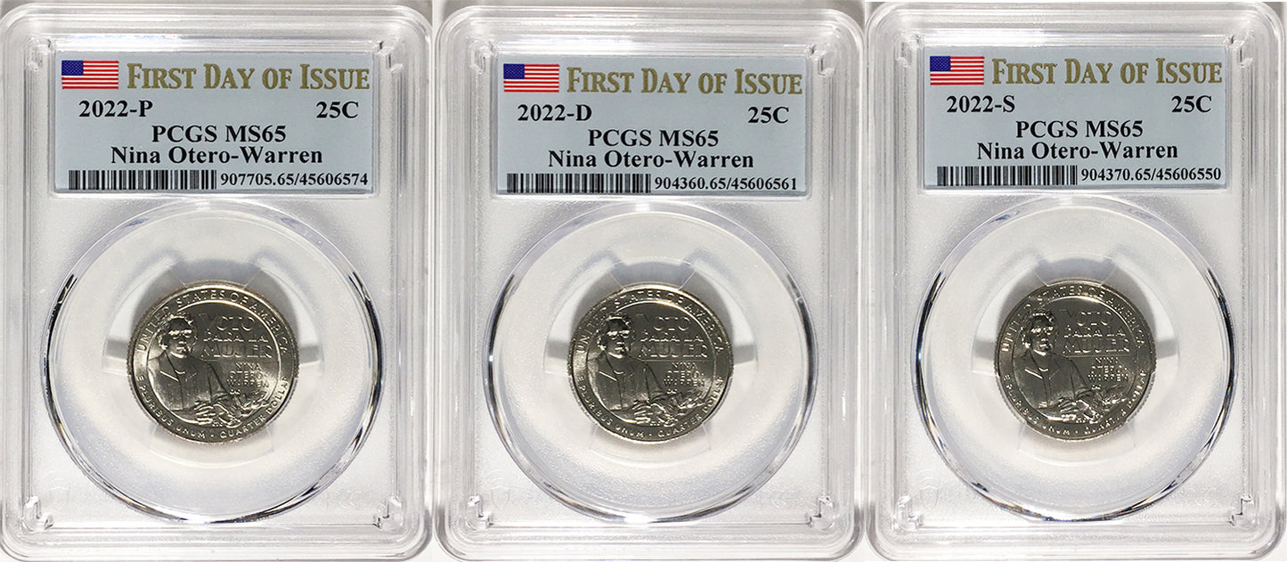2022 PCGS BU Certified American Women Quarter Sets First Day of Issue Label
