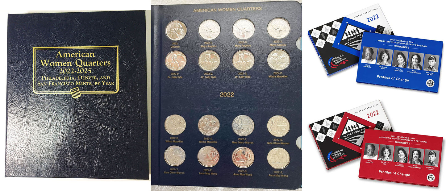 2022 - 25 Coin Folders and Albums with Quarters