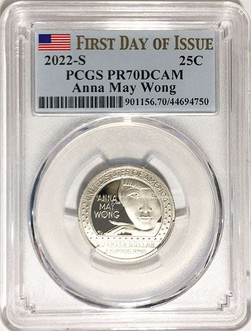 2022 PCGS Certified American Women Quarters Anna May Wong First Day of Issue Label
