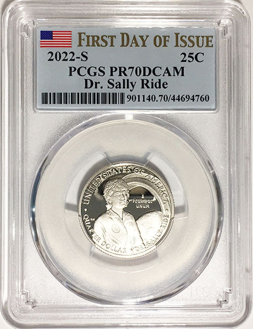 2022 PCGS Certified American Women Quarters Dr. Sally Ride First Day of Issue Label