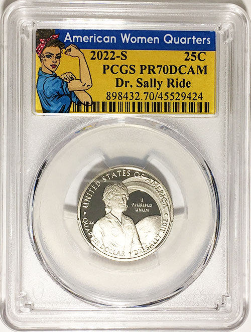 2022 PCGS Certified American Women Quarter Dr. Sally Ride Rosie Label