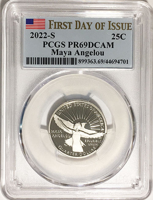 2022 PCGS Certified American Women Quarter Maya Angelou First Day of Issue Label