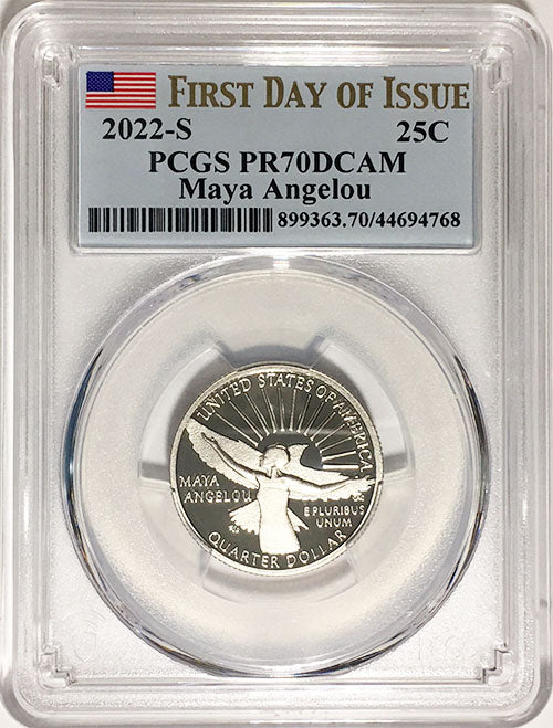 2022 PCGS Certified American Women Quarter Maya Angelou First Day of Issue Label
