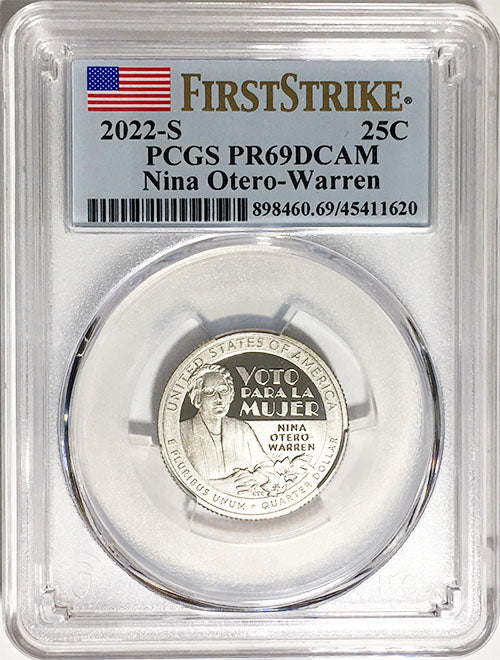 2022 PCGS Certified American Women Quarters Nina Otero-Warren First Strike Label