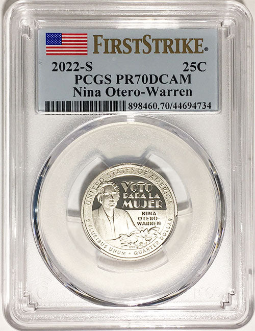 2022 PCGS Certified American Women Quarters Nina Otero-Warren First Strike Label