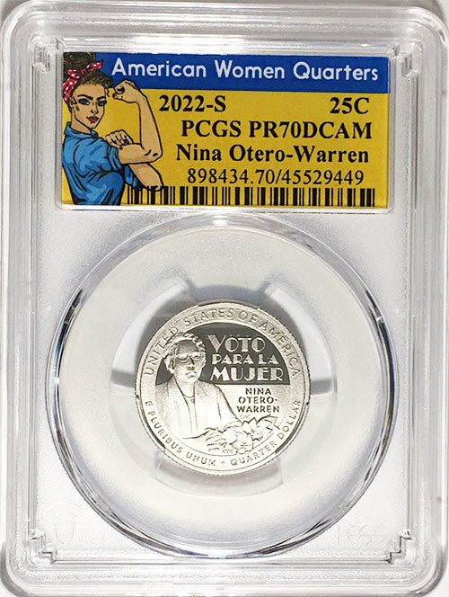 2022 PCGS Certified American Women Quarter Nina Otero-Warren Rosie Label