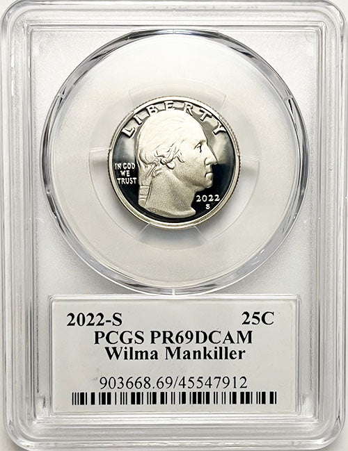 2022 PCGS Certified American Women Quarters Wilma Mankiller with Stephanie Sabin Label