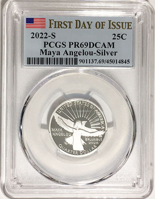 2022 PCGS Certified American Women Quarter Maya Angelou First Day of Issue Label