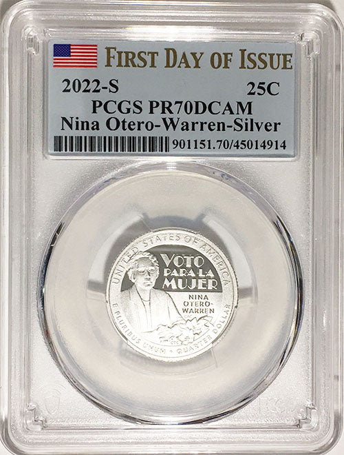 2022 PCGS Certified American Women Quarters Nina Otero-Warren First Day of Issue Label
