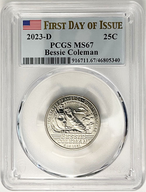 2023 PCGS Certified American Women Quarter Bessie Coleman First Day of Issue Label