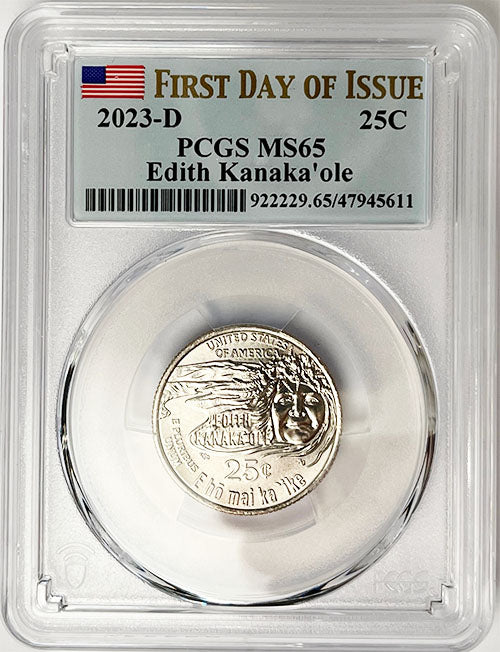 2023 PCGS Certified American Women Quarter Edith Kanakaole First Day of Issue Label