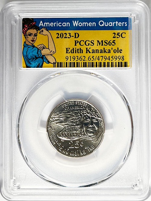 2023 PCGS Certified American Women Quarter Edith Kanakaole Rosie Label