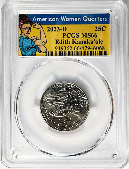 2023 PCGS Certified American Women Quarter Edith Kanakaole Rosie Label