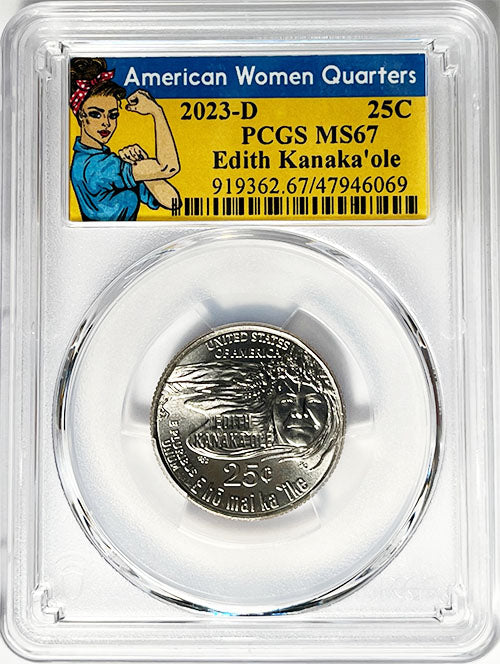 2023 PCGS Certified American Women Quarter Edith Kanakaole Rosie Label