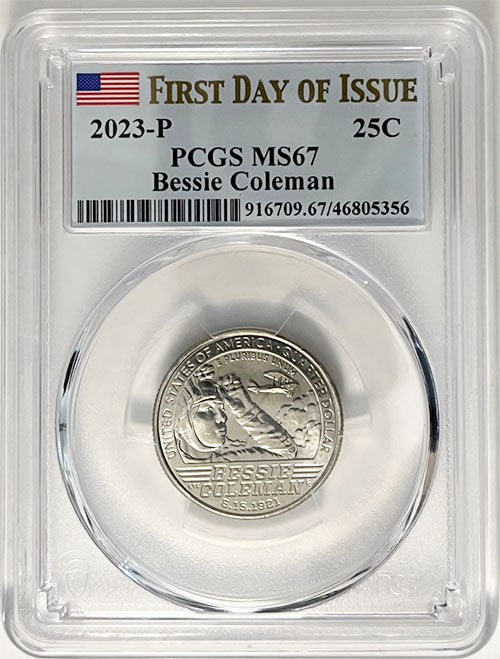 2023 PCGS Certified American Women Quarter Bessie Coleman First Day of Issue Label