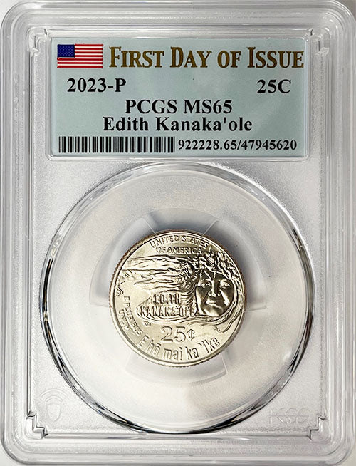 2023 PCGS Certified American Women Quarter Edith Kanakaole First Day of Issue Label
