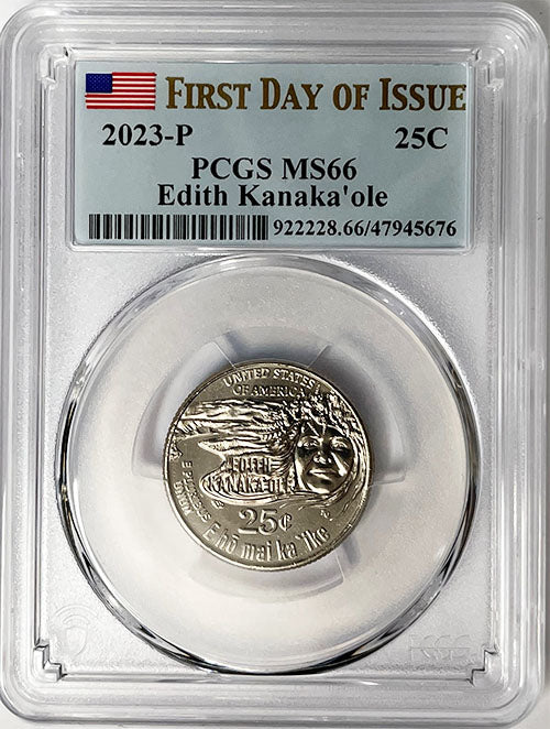 2023 PCGS Certified American Women Quarter Edith Kanakaole First Day of Issue Label