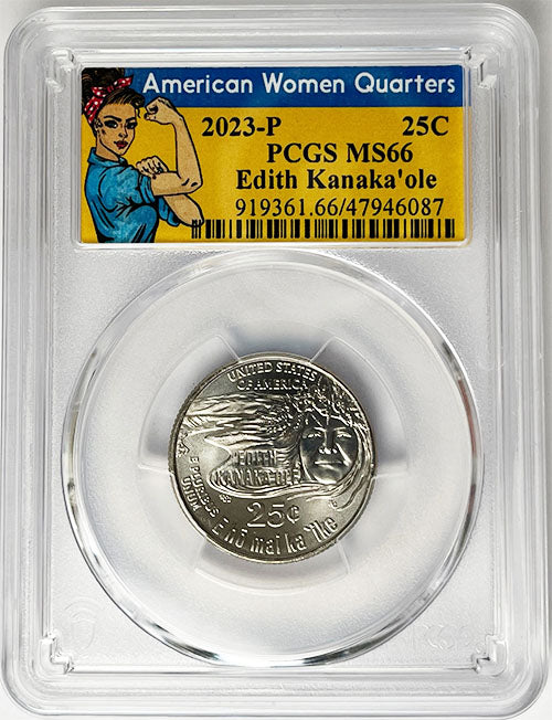2023 PCGS Certified American Women Quarter Edith Kanakaole Rosie Label