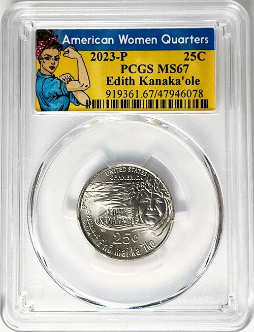 2023 PCGS Certified American Women Quarter Edith Kanakaole Rosie Label