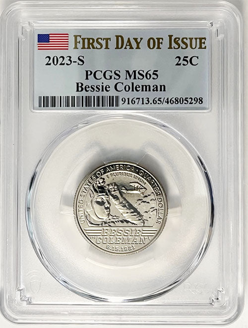 2023 PCGS Certified American Women Quarter Bessie Coleman First Day of Issue Label