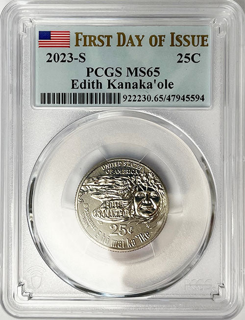 2023 PCGS Certified American Women Quarter Edith Kanakaole First Day of Issue Label