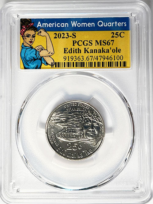 2023 PCGS Certified American Women Quarter Edith Kanakaole Rosie Label
