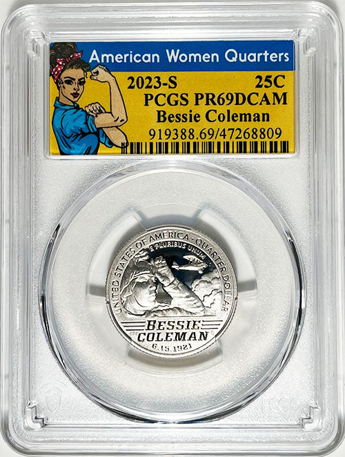 2023 PCGS Certified American Women Quarter Bessie Coleman Rosie Label