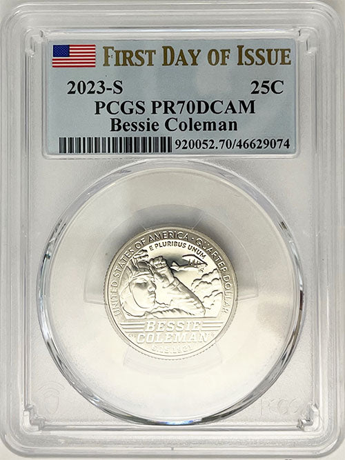 2023 PCGS Certified American Women Quarter Bessie Coleman First Day of Issue Label