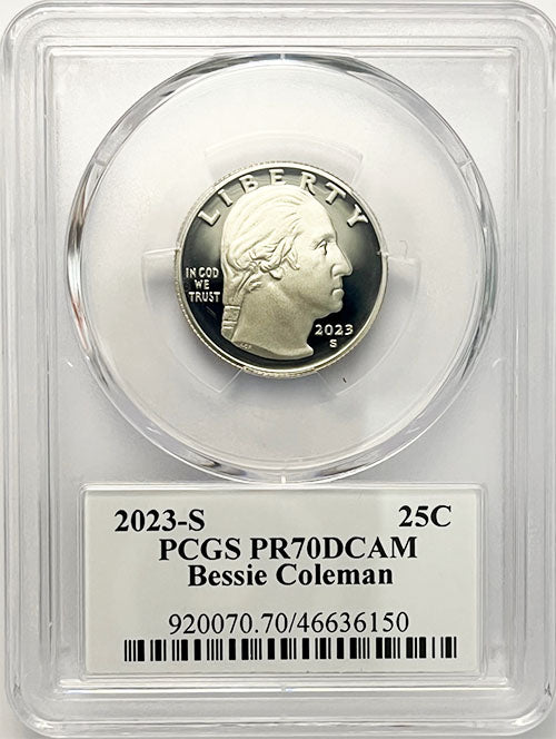 2023 PCGS Certified American Women Quarter Bessie Coleman with Stephanie Sabin Label