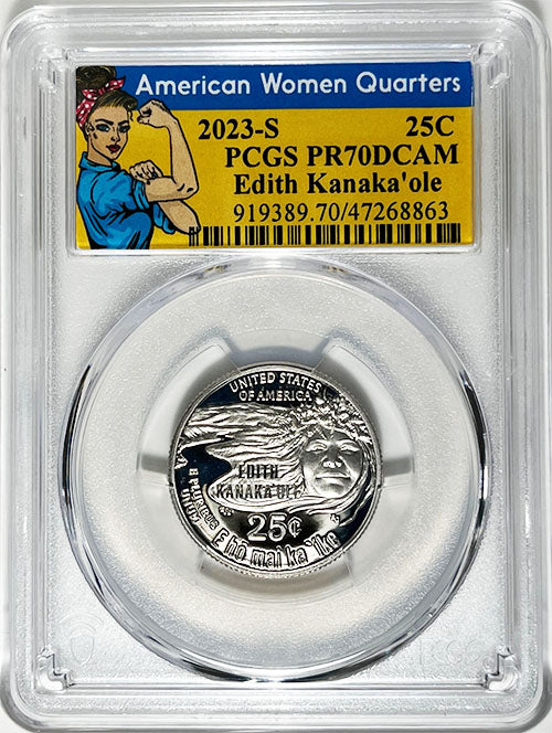 2023 PCGS Certified American Women Quarter Edith Kanakaole Rosie Label