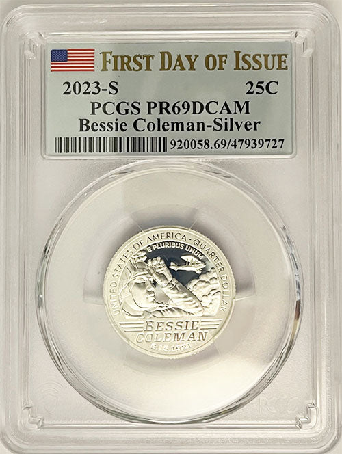 2023 PCGS Certified American Women Quarter Bessie Coleman First Day of Issue Label