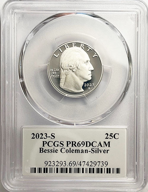 2023 PCGS Certified American Women Quarter Bessie Coleman with Stephanie Sabin Label